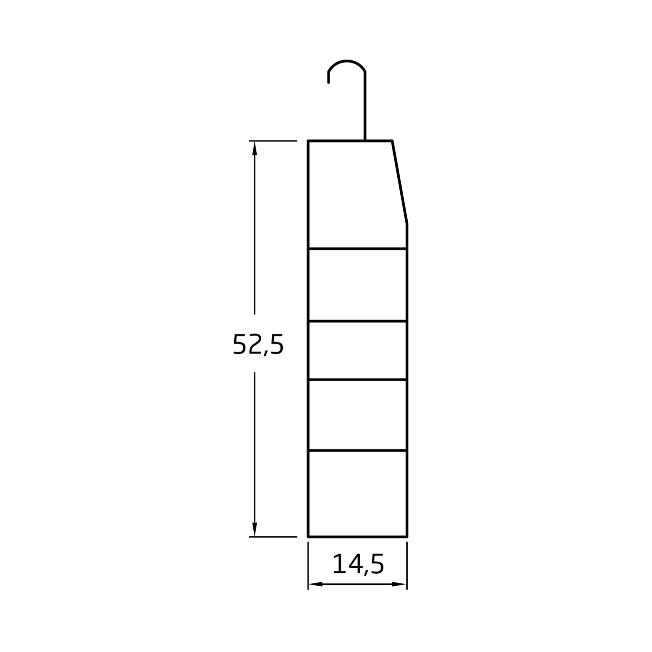 Lama de persiana 52,5x14,5mm PVC de 2 metros de largo en blanco